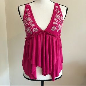 Urban Outfitters Pink Embroidered Racerback Tank